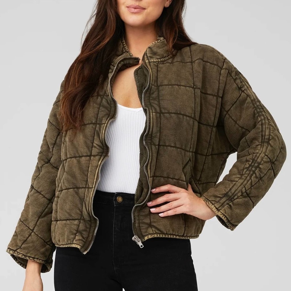 Free People Dolman Quilted Knit Jacket Sz L